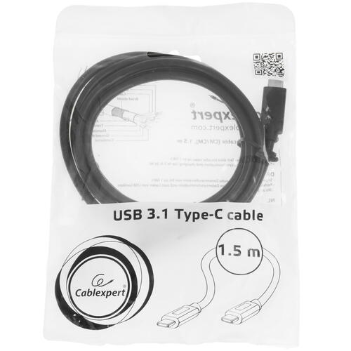Купить Кабель круглый Cablexpert USB Type-C - USB Type-C черный 1.5 м  5452421. Характеристики, отзывы и цены в Донецке
