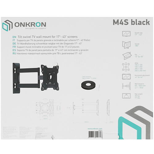 Купить Кронштейн для ТВ ONKRON M4S черный  4830312. Характеристики, отзывы и цены в Донецке