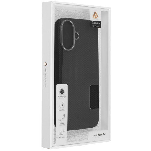 Купить Накладка  Lyambda Gotham для Apple iPhone 16 черный  5618344. Характеристики, отзывы и цены в Донецке