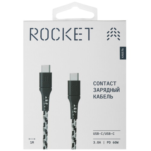 Купить Кабель круглый Rocket USB Type-C - USB Type-C черный 1 м  5466173. Характеристики, отзывы и цены в Донецке