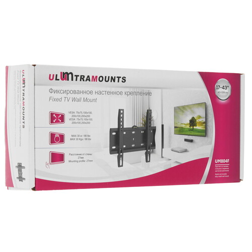 Купить Кронштейн для ТВ Ultramounts UM804F черный  9200253. Характеристики, отзывы и цены в Донецке