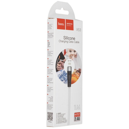 Купить Кабель плоский Hoco Lightning 8-pin - USB 2.0 Type-A белый 1 м  9244496. Характеристики, отзывы и цены в Донецке