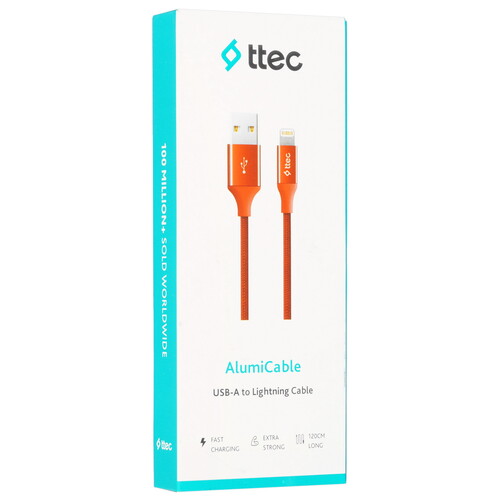 Купить Кабель круглый TTEC Lightning 8-pin - USB 2.0 Type-A красный 1.2 м  9140783. Характеристики, отзывы и цены в Донецке