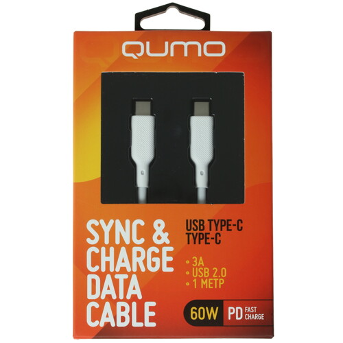 Купить Кабель круглый QUMO USB Type-C - USB Type-C белый 1 м  4850186. Характеристики, отзывы и цены в Донецке