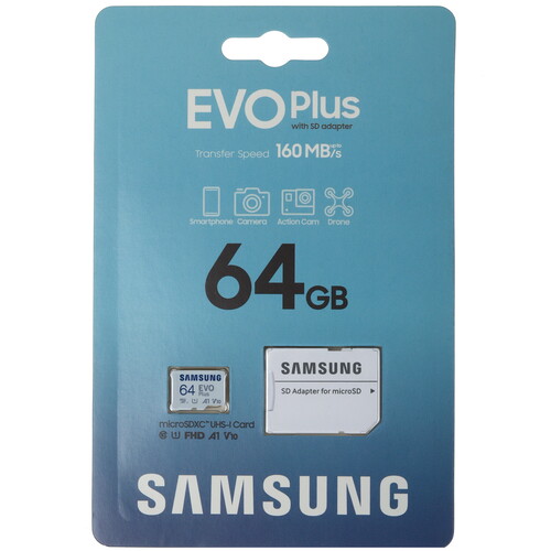 Купить Карта памяти Samsung EVO Plus microSDXC 64 ГБ  5484852. Характеристики, отзывы и цены в Донецке