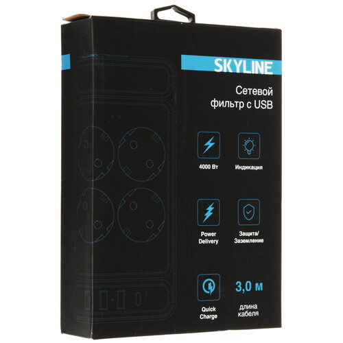 Купить Сетевой фильтр Skyline USP-430 черный  9197095. Характеристики, отзывы и цены в Донецке