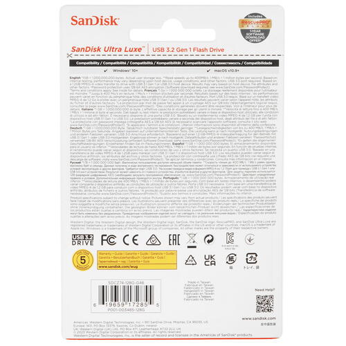 Купить Память USB Flash 128 ГБ SanDisk Ultra Luxe [SDCZ74-128G-G46]  9051212. Характеристики, отзывы и цены в Донецке
