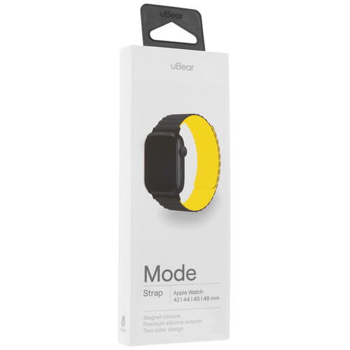 Купить Ремешок uBear для Apple Watch 42/ 44/ 45/ 49mm серый/желтый  5460685. Характеристики, отзывы и цены в Донецке