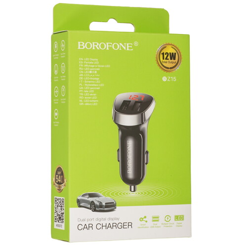 Купить Автомобильное ЗУ Borofone BZ15 Auspicious черный  9244280. Характеристики, отзывы и цены в Донецке