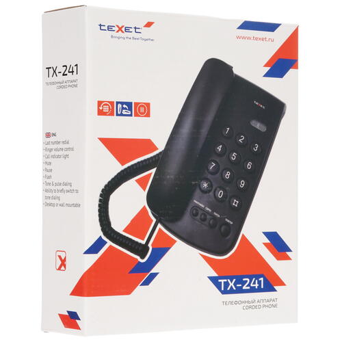Купить Телефон проводной TeXet TX-241  1692142. Характеристики, отзывы и цены в Донецке