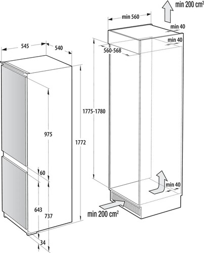 Купить Встраиваемый холодильник Gorenje NRKI517162WF  9159111. Характеристики, отзывы и цены в Донецке