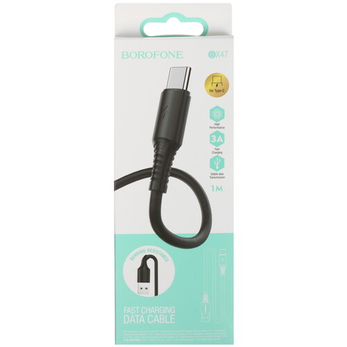 Купить Кабель круглый Borofone USB Type-C - USB 2.0 Type-A черный 1 м  5475013. Характеристики, отзывы и цены в Донецке
