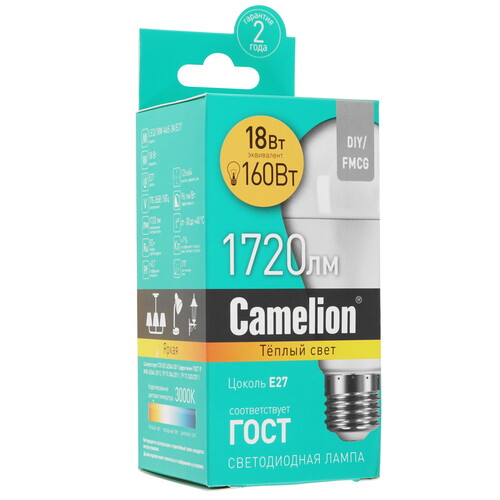 Купить Лампа светодиодная Camelion LED/18W-A65-3K/E27  9197478. Характеристики, отзывы и цены в Донецке