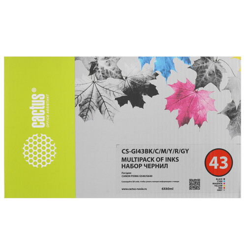 Купить Чернила водорастворимые Cactus CS-GI43BK/C/M/Y/R/GY голубой, желтый, красный, пурпурный  9146703. Характеристики, отзывы и цены в Донецке
