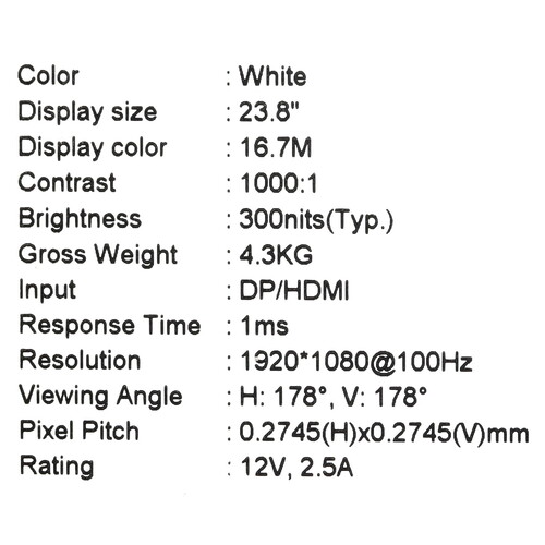 Купить 23.8" Монитор MSI PRO MP243XW белый  5453100. Характеристики, отзывы и цены в Донецке