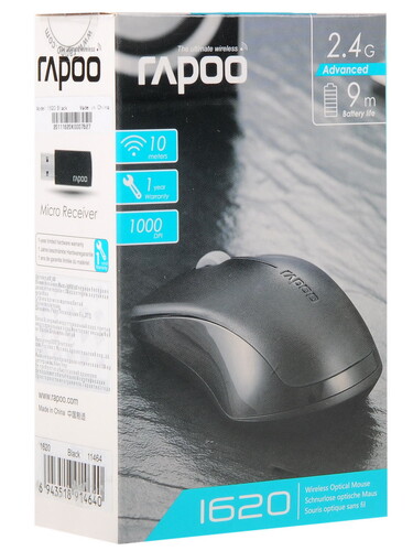 Купить Мышь беспроводная RAPOO 1620  черный  0156697. Характеристики, отзывы и цены в Донецке