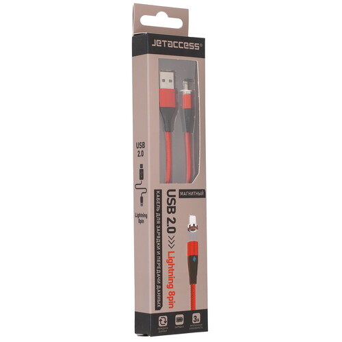 Купить Кабель круглый JETACCESS Lightning 8-pin - USB 2.0 Type-A красный 1 м  5617824. Характеристики, отзывы и цены в Донецке
