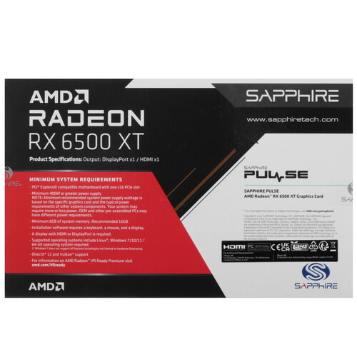 Купить Видеокарта Sapphire AMD Radeon RX 6500 XT PULSE GAMING OC  5609205. Характеристики, отзывы и цены в Донецке