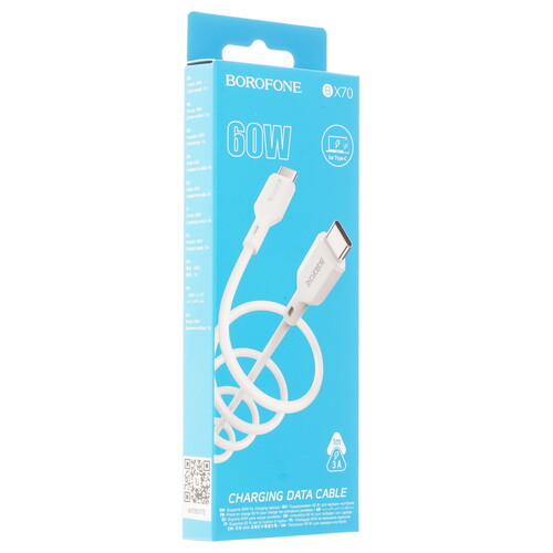 Купить Кабель круглый Borofone USB Type-C - USB Type-C белый 1 м  9238051. Характеристики, отзывы и цены в Донецке