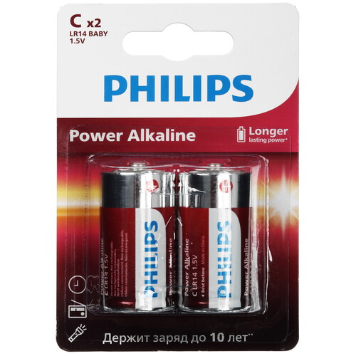 Купить Батарейка Philips Power Alkaline Plus C (LR14/ER26500/R14)  5467554. Характеристики, отзывы и цены в Донецке
