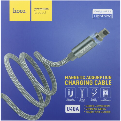 Купить Кабель питания круглый Hoco Lightning 8-pin - USB 2.0 Type-A серый 1 м  5474952. Характеристики, отзывы и цены в Донецке