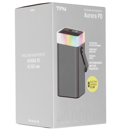 Купить Портативный аккумулятор TFN Aurora PD серый  9259225. Характеристики, отзывы и цены в Донецке