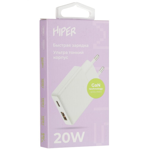 Купить Сетевое зарядное устройство HIPER HP-WC031 белый  5492749. Характеристики, отзывы и цены в Донецке