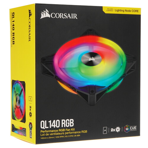 Купить Комплект вентиляторов Corsair iCUE QL140 RGB Dual Fan Kit with Lighting Node CORE  4758626. Характеристики, отзывы и цены в Донецке