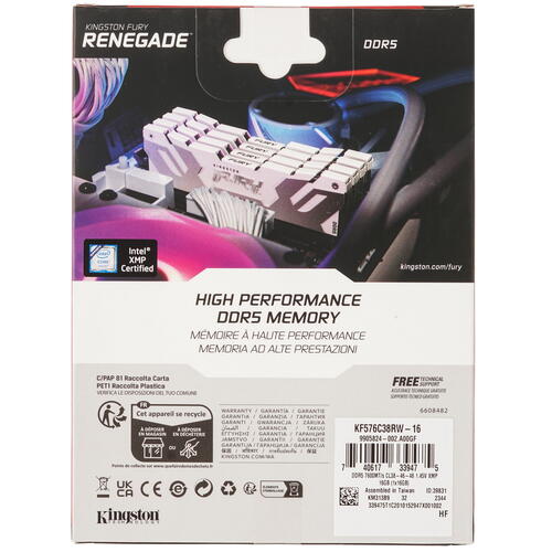Купить Оперативная память Kingston Fury Renegade White [KF576C38RW-16] 16 ГБ  5436354. Характеристики, отзывы и цены в Донецке