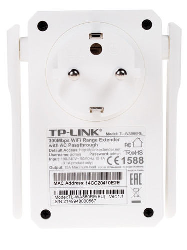 Купить Усилитель беспроводного сигнала TP-LINK TL-WA860RE  1008262. Характеристики, отзывы и цены в Донецке