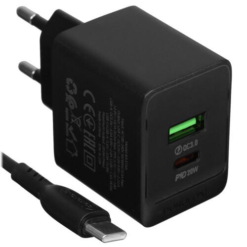 Купить Сетевое зарядное устройство Borofone BAS14A черный  5474888. Характеристики, отзывы и цены в Донецке