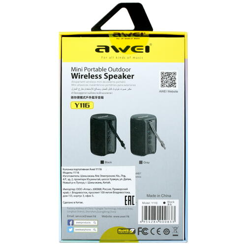 Купить Портативная колонка Awei Y116, черный  4759634. Характеристики, отзывы и цены в Донецке