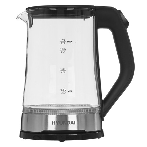 Купить Электрочайник Hyundai HYK-G3401 черный  9228381. Характеристики, отзывы и цены в Донецке