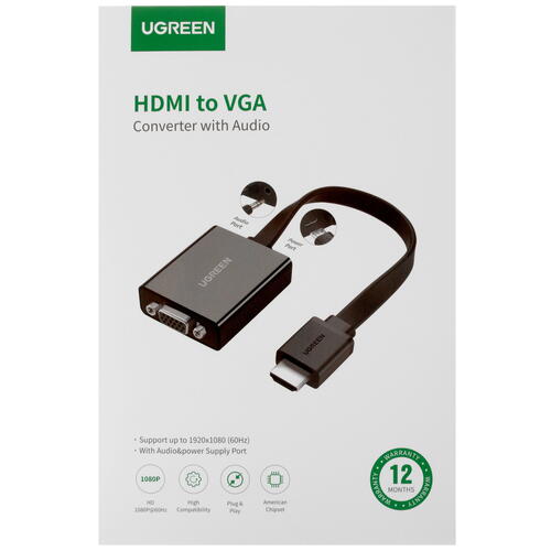 Купить Переходник однонаправленный Ugreen HDMI - VGA+Jack 3.5, 0.25 м  4714346. Характеристики, отзывы и цены в Донецке