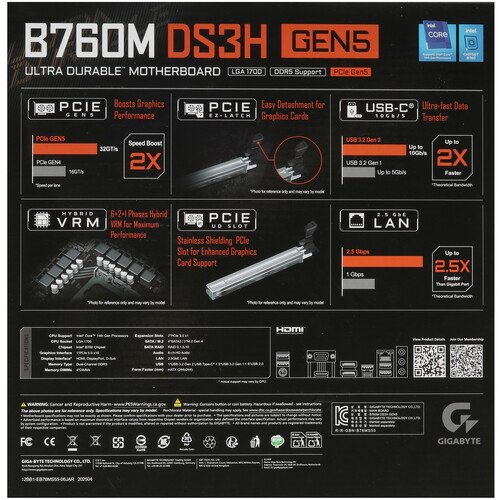 Купить Материнская плата GIGABYTE B760M DS3H GEN5  5630822. Характеристики, отзывы и цены в Донецке