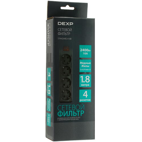 Купить Сетевой фильтр DEXP Standard 418B черный  5080411. Характеристики, отзывы и цены в Донецке