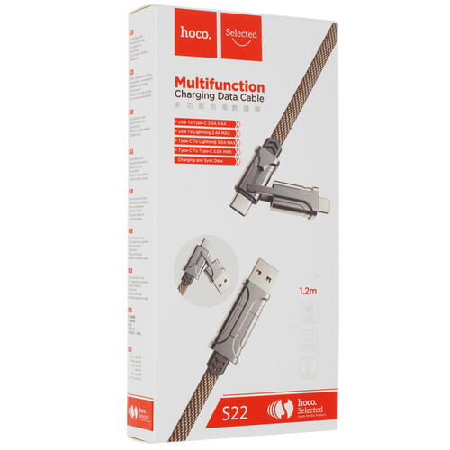 Купить Кабель круглый Hoco Lightning 8-pin, USB Type-C - USB 2.0 Type-A, USB Type-C черный 1.2 м  4877801. Характеристики, отзывы и цены в Донецке