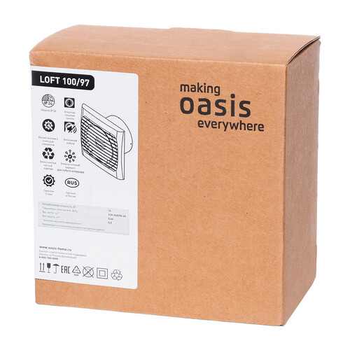 Купить Вытяжной вентилятор Oasis Loft 100/97 белый  9127693. Характеристики, отзывы и цены в Донецке