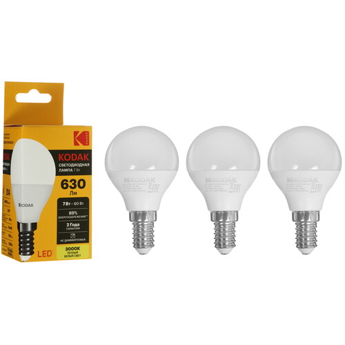 Купить Комплект светодиодных ламп Kodak P45-7W-830-E14  9305927. Характеристики, отзывы и цены в Донецке