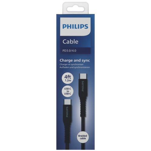Купить Кабель круглый PHILIPS USB Type-C - USB Type-C черный 1.2 м  5492631. Характеристики, отзывы и цены в Донецке