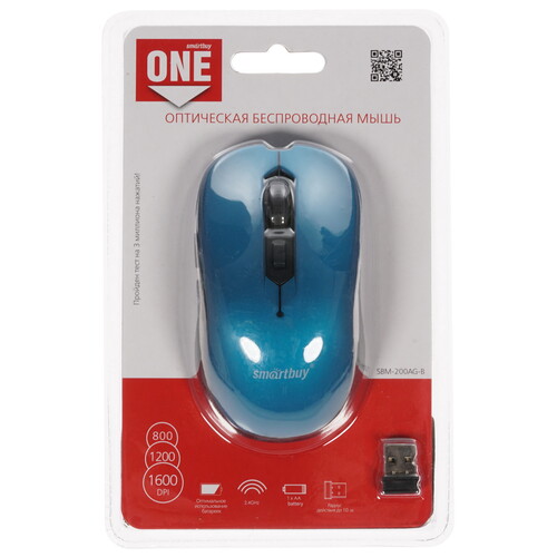 Купить Мышь беспроводная Smartbuy ONE 200AG [SBM-200AG-B] голубой  1643697. Характеристики, отзывы и цены в Донецке