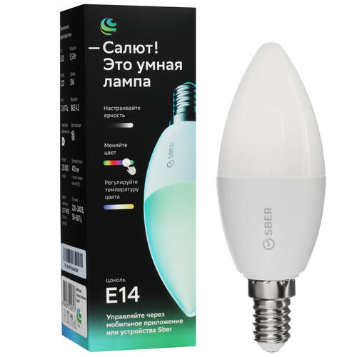 Купить Умная светодиодная лампа SBER C37 RGB SBDV-00117  5410235. Характеристики, отзывы и цены в Донецке