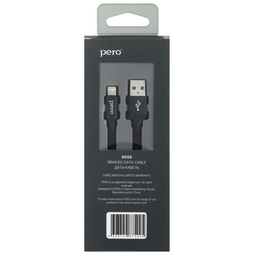 Купить Кабель круглый PERO Lightning 8-pin - USB 2.0 Type-A черный 1 м  5603567. Характеристики, отзывы и цены в Донецке