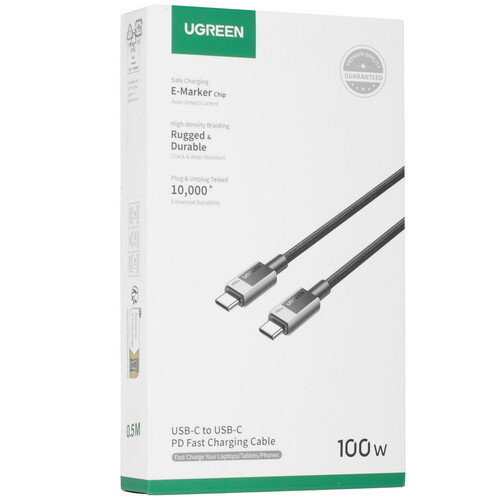 Купить Кабель круглый Ugreen USB Type-C - USB Type-C черный 0.5 м  9191090. Характеристики, отзывы и цены в Донецке