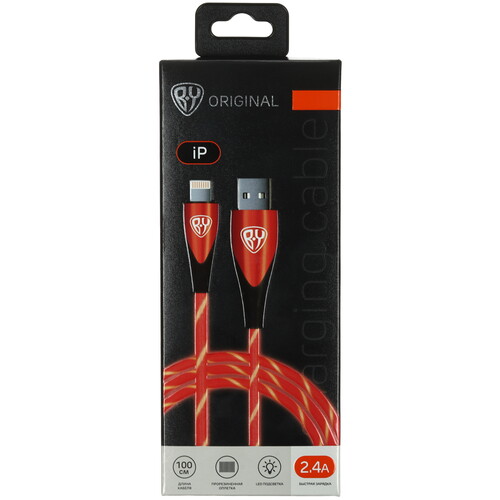 Купить Кабель круглый BY Lightning 8-pin - USB 2.0 Type-A красный 1 м  5482256. Характеристики, отзывы и цены в Донецке
