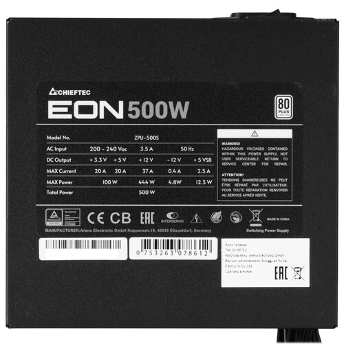 Купить Блок питания Chieftec EON 500W [ZPU-500S] черный  5449765. Характеристики, отзывы и цены в Донецке