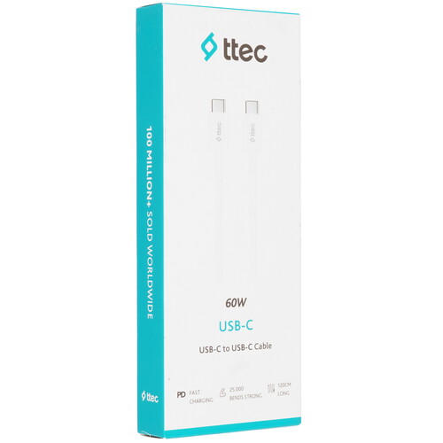 Купить Кабель круглый TTEC USB Type-C - USB Type-C белый 1.2 м  9202646. Характеристики, отзывы и цены в Донецке