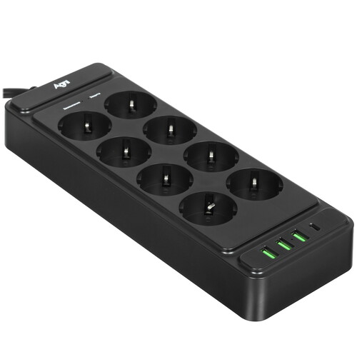 Купить Сетевой фильтр AGNI TP-FS4U8E-PD черный  9289295. Характеристики, отзывы и цены в Донецке