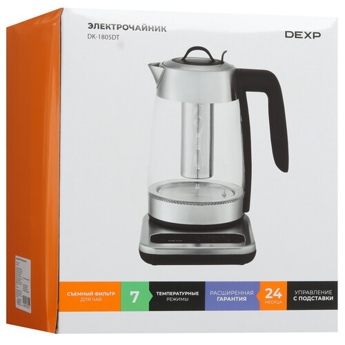 Купить Электрочайник DEXP DK-1805DT серебристый  9210622. Характеристики, отзывы и цены в Донецке