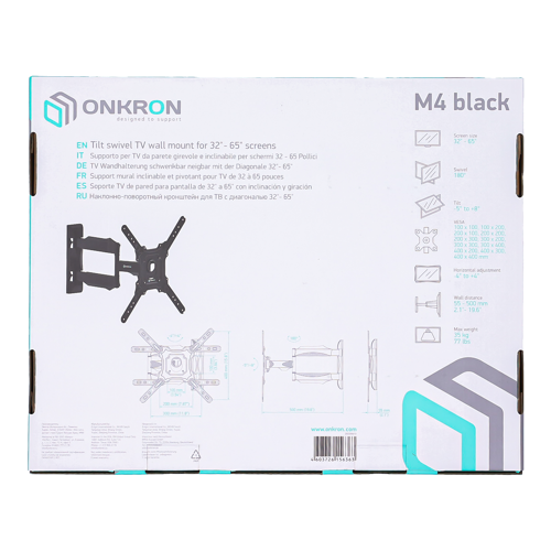 Купить Кронштейн для ТВ ONKRON M4 черный  4830283. Характеристики, отзывы и цены в Донецке